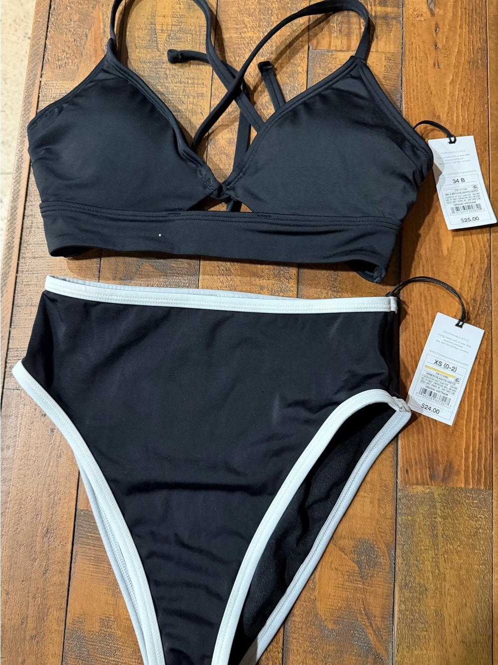 Target Black Bikini Set with White Trim